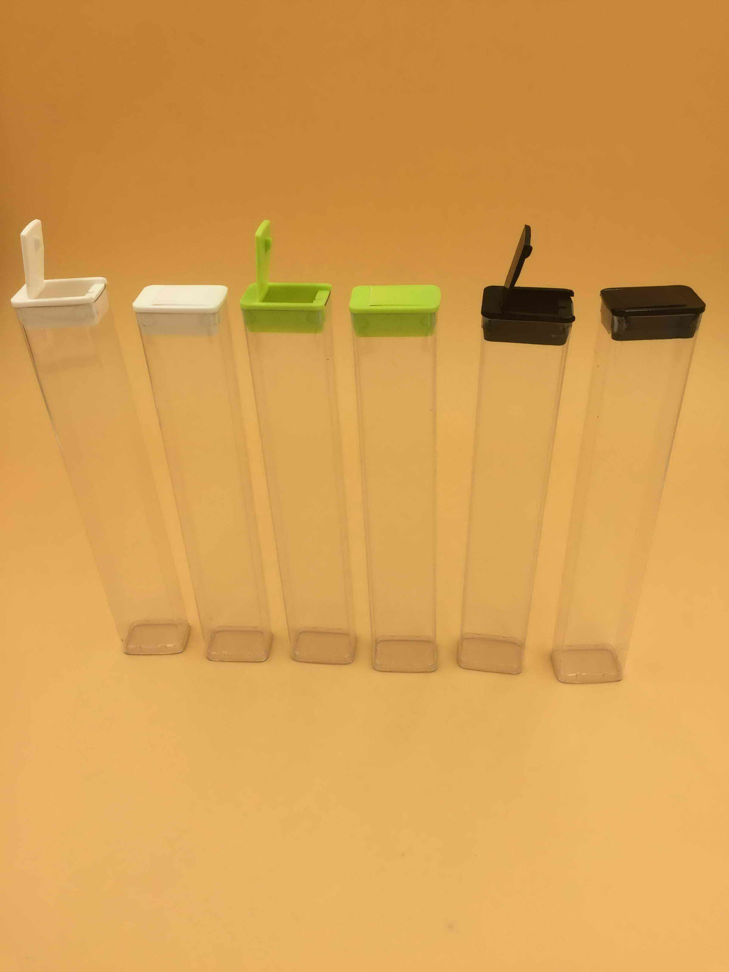 clear plastic container with flip top plugs,clear plastic tubes,petg